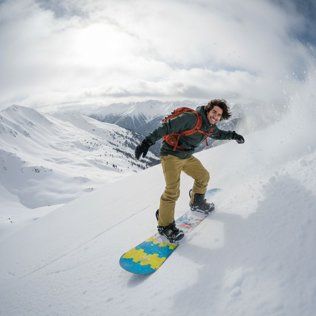 Snowboarder in action